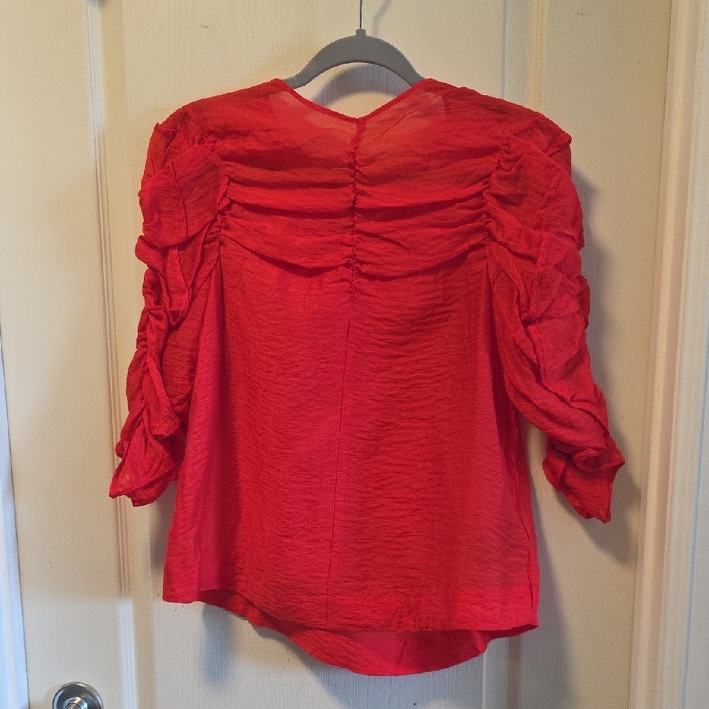 Elegant Red Ruched Women's Top